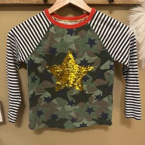 Boden Camouflage Star Sequin Long Sleeve Tee